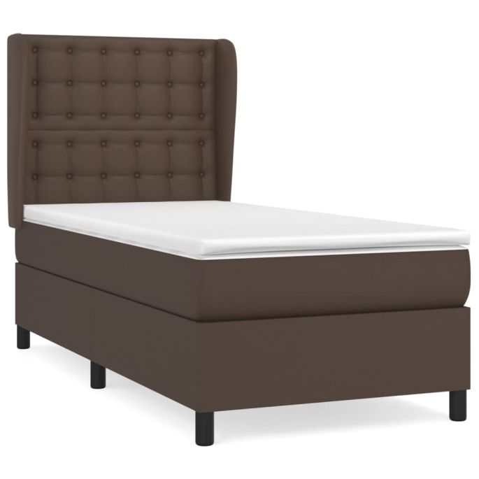 Boxspring met matras kunstleer bruin 100x200 cm