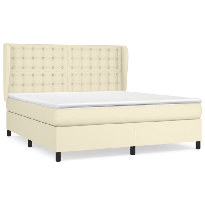 Boxspring met matras kunstleer crèmekleurig 180x200 cm