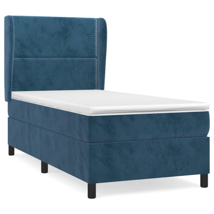 Boxspring met matras fluweel donkerblauw 80x200 cm