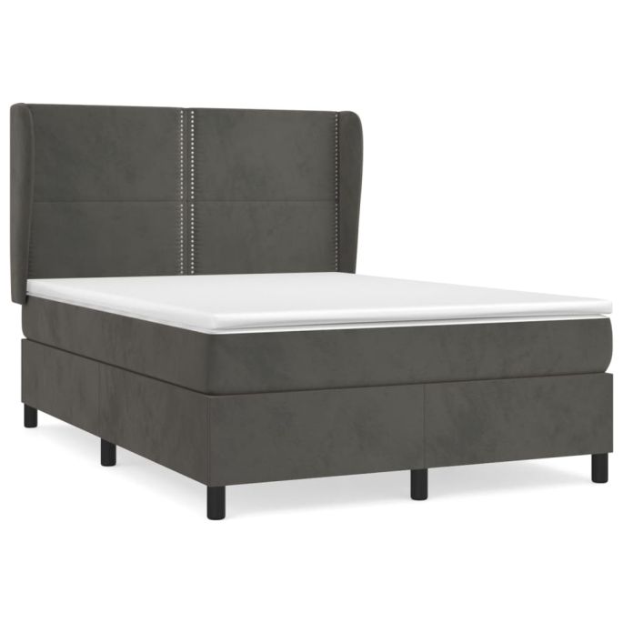 Boxspring met matras fluweel donkergrijs 140x200 cm
