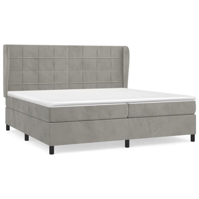 Boxspring met matras fluweel lichtgrijs 200x200 cm