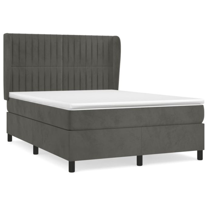 Boxspring met matras fluweel donkergrijs 140x200 cm