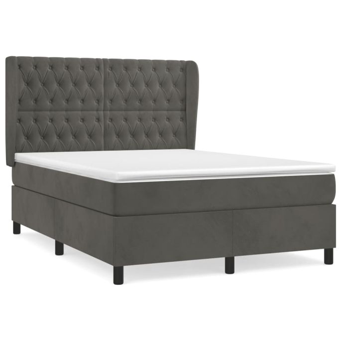 Boxspring met matras fluweel donkergrijs 140x190 cm