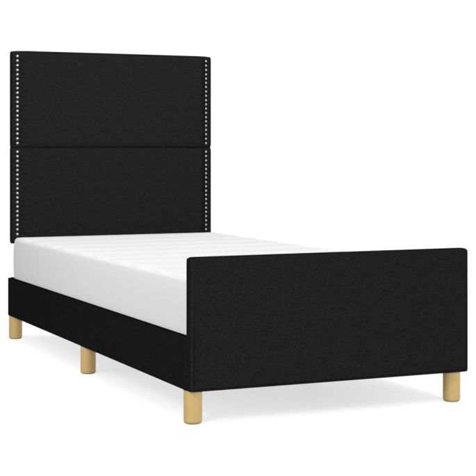 Bedframe met hoofdeinde stof zwart 90x190 cm