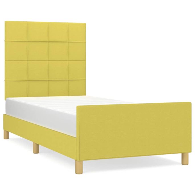 Bedframe met hoofdeinde stof groen 90x200 cm