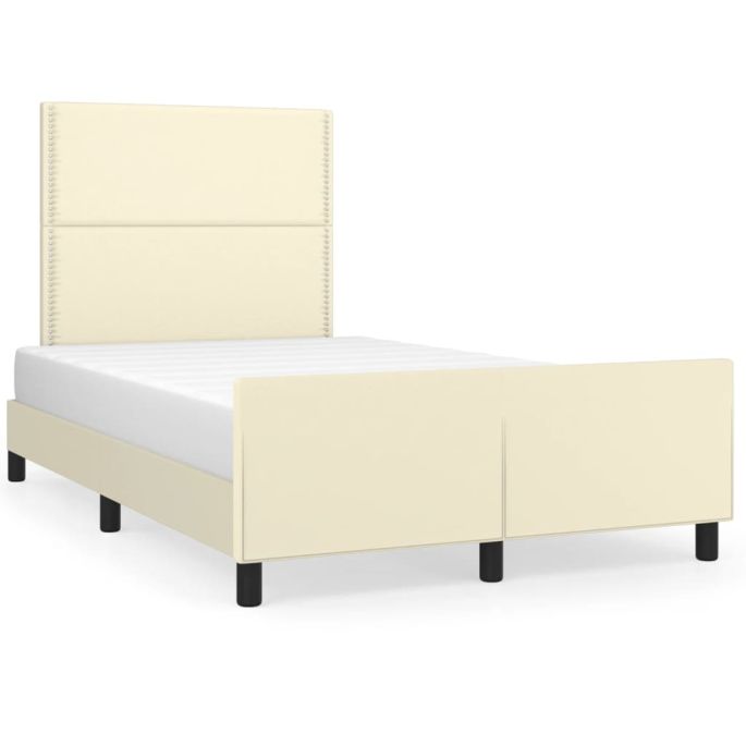 Bedframe met hoofdbord kunstleer crèmekleurig 120x200 cm