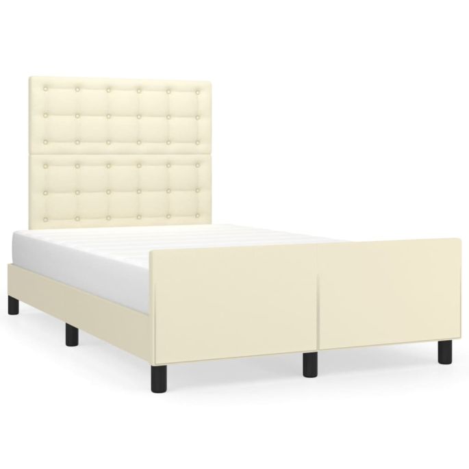 Bedframe met hoofdbord kunstleer crèmekleurig 120x200 cm