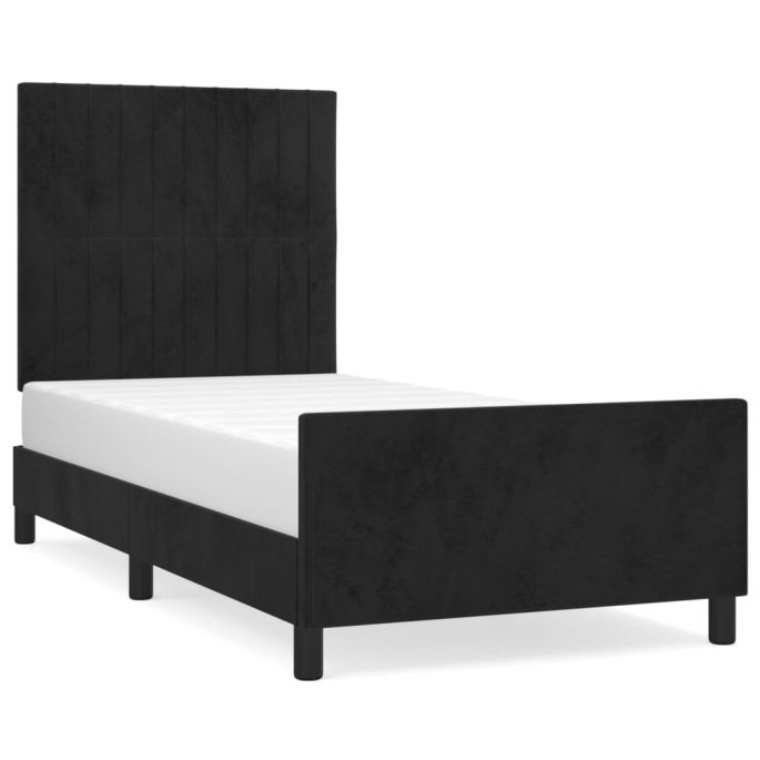 Bedframe met hoofdeinde fluweel zwart 90x190 cm