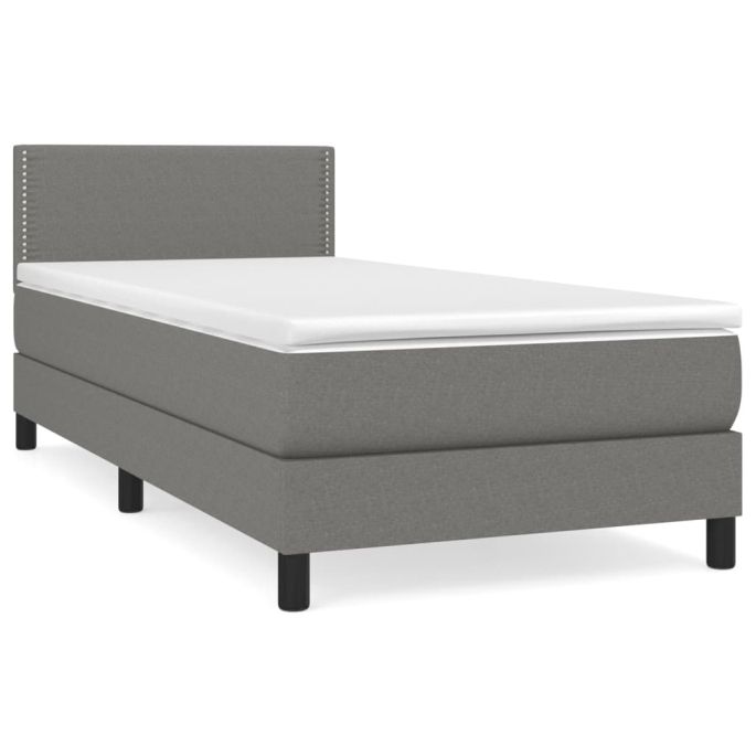 Boxspring met matras stof donkergrijs 100x200 cm