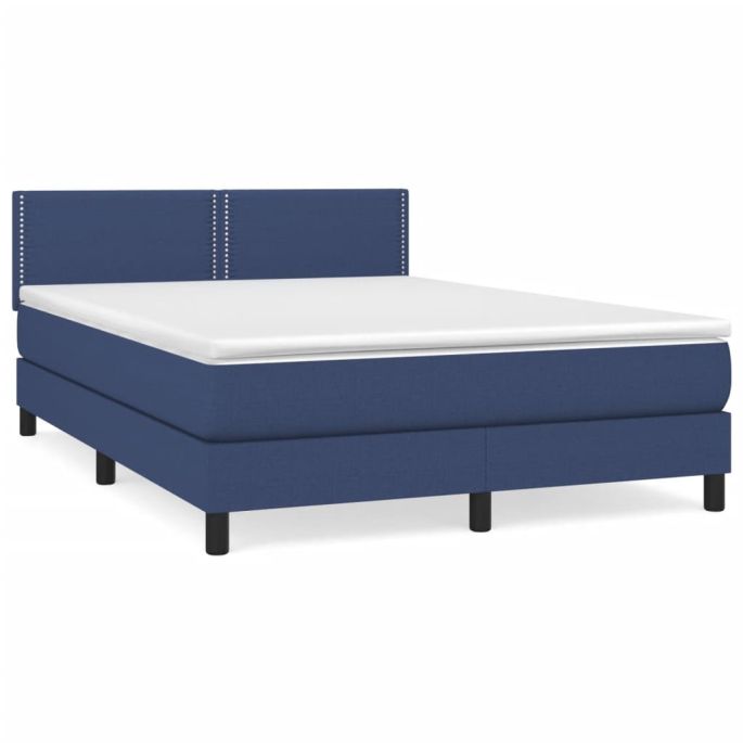 Boxspring met matras stof blauw 140x190 cm