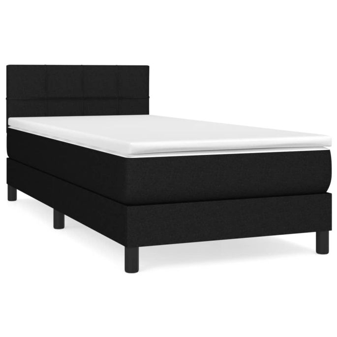Boxspring met matras stof zwart 90x190 cm
