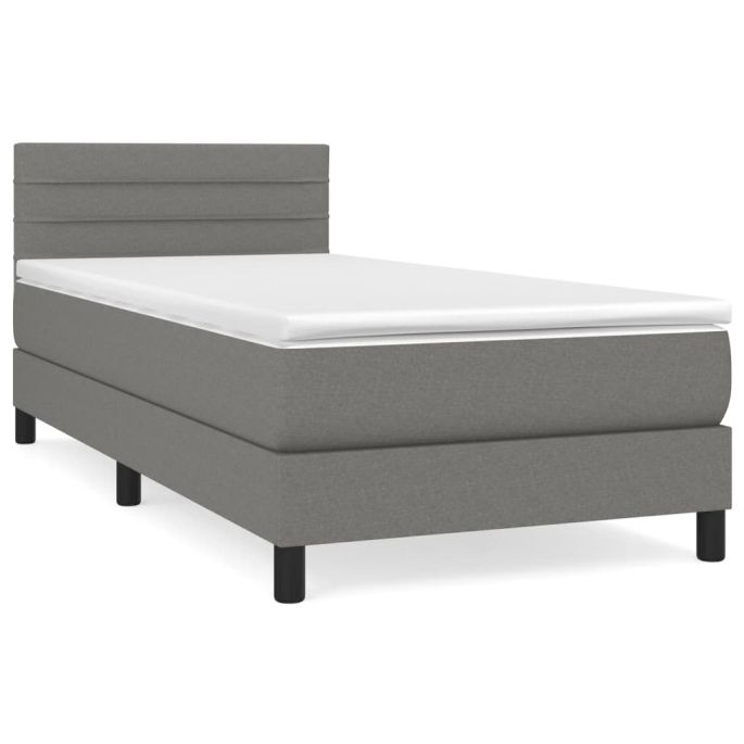 Boxspring met matras stof donkergrijs 80x200 cm