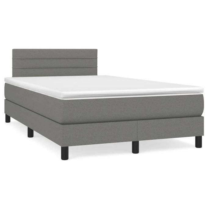 Boxspring met matras stof donkergrijs 120x200 cm