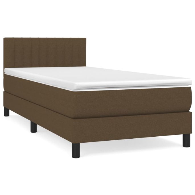 Boxspring met matras stof donkerbruin 90x200 cm