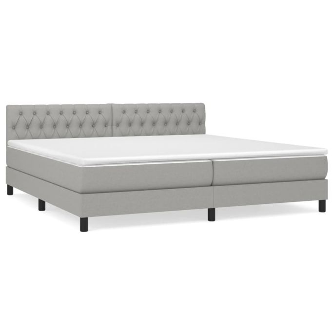 Boxspring met matras stof lichtgrijs 200x200 cm