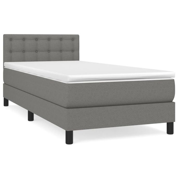 Boxspring met matras stof donkergrijs 100x200 cm