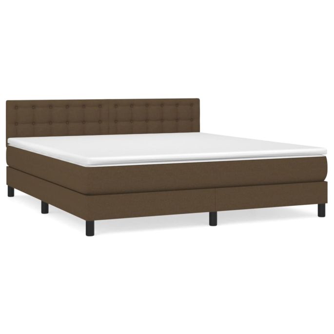 Boxspring met matras stof donkerbruin 180x200 cm