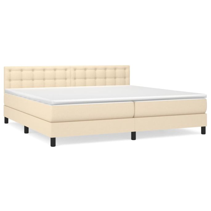 Boxspring met matras stof crèmekleurig 200x200 cm