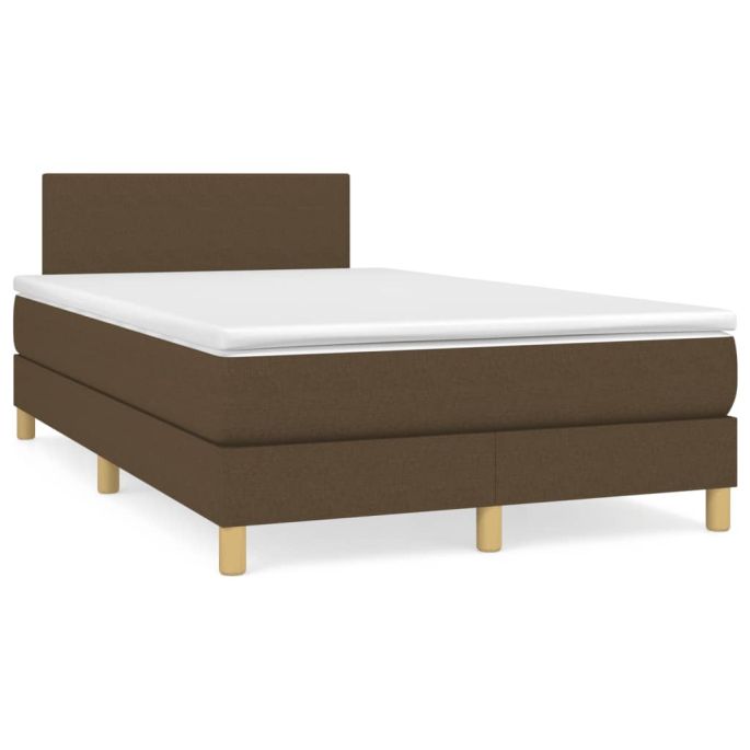 Boxspring met matras stof donkerbruin 120x200 cm