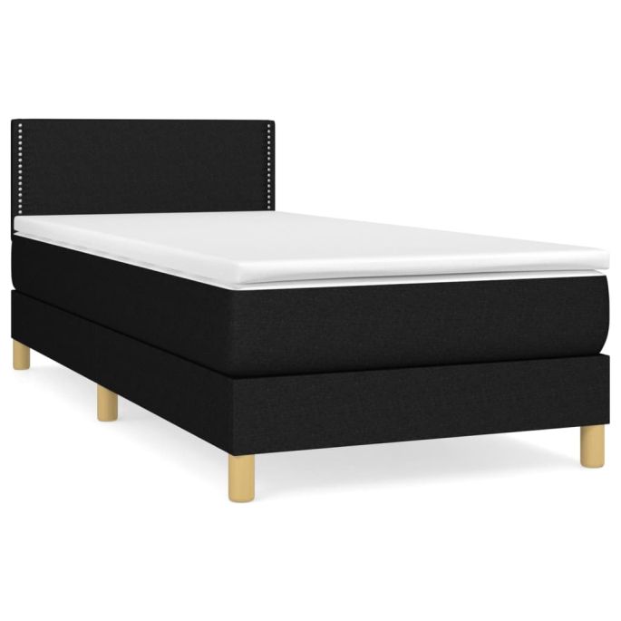 Boxspring met matras stof zwart 100x200 cm