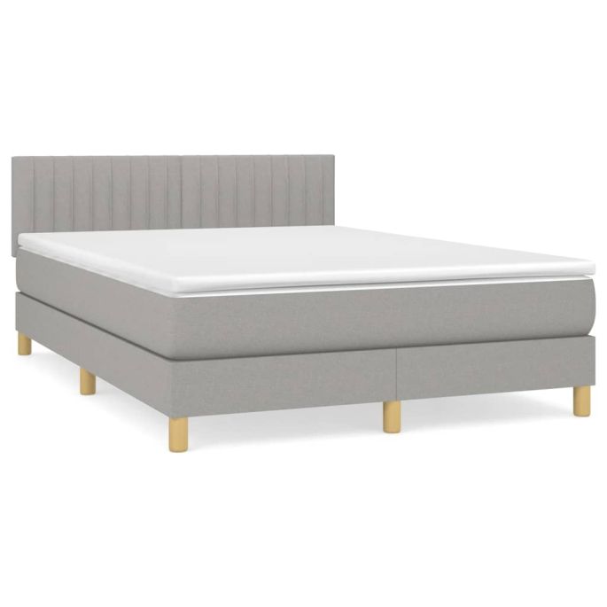 Boxspring met matras stof lichtgrijs 140x200 cm