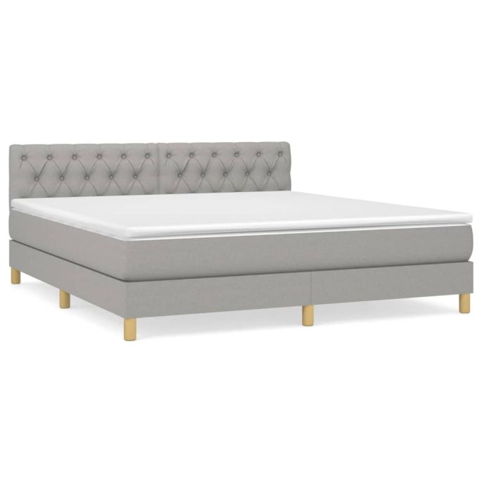 Boxspring met matras stof lichtgrijs 160x200 cm