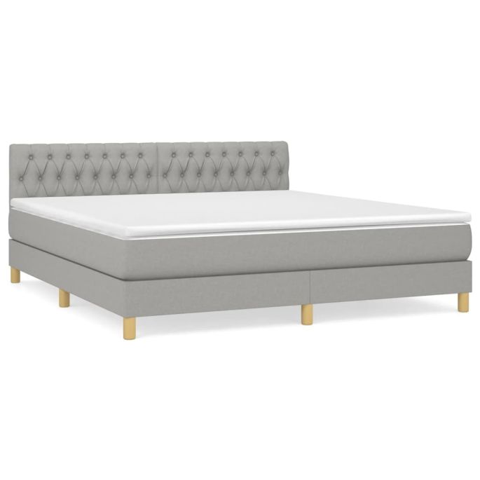 Boxspring met matras stof lichtgrijs 180x200 cm