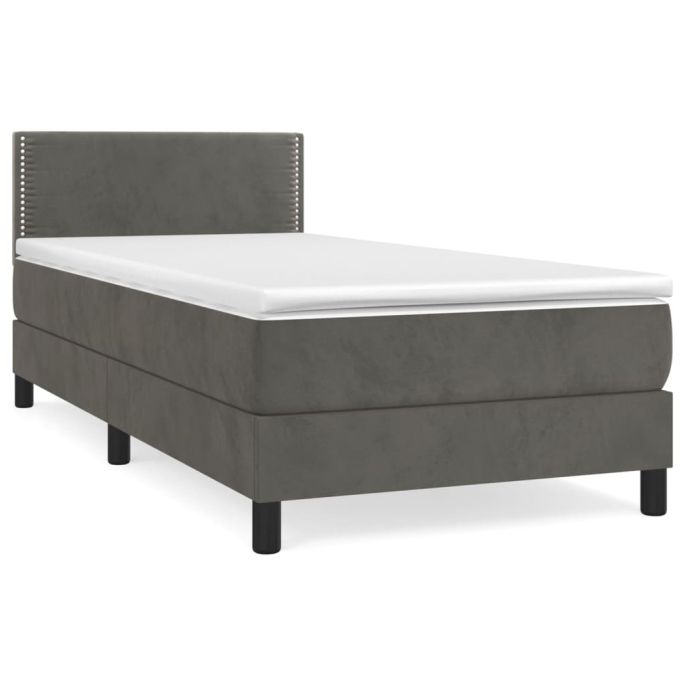 Boxspring met matras fluweel donkergrijs 90x200 cm