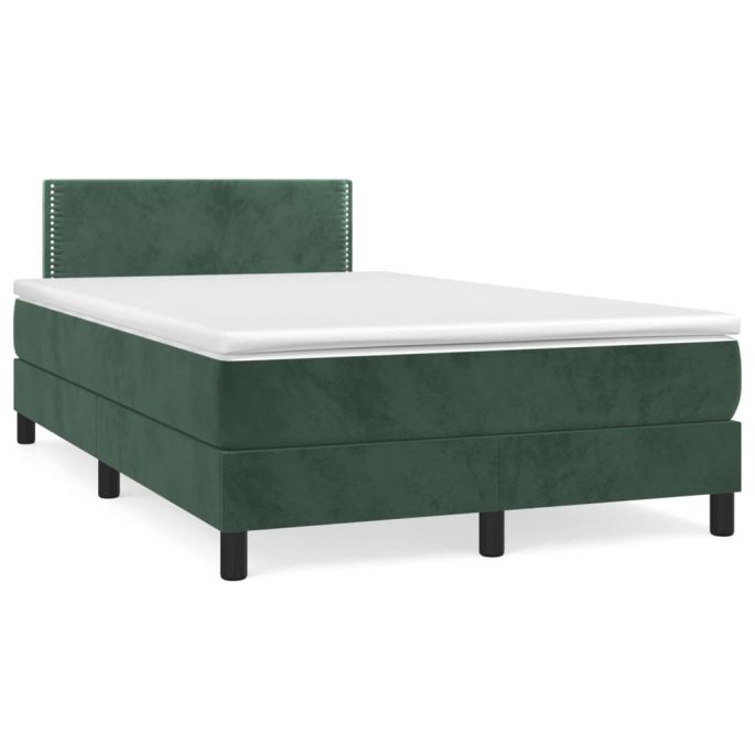 Boxspring met matras fluweel donkergroen 120x200 cm