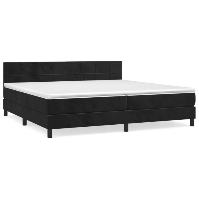 Boxspring met matras fluweel zwart 200x200 cm