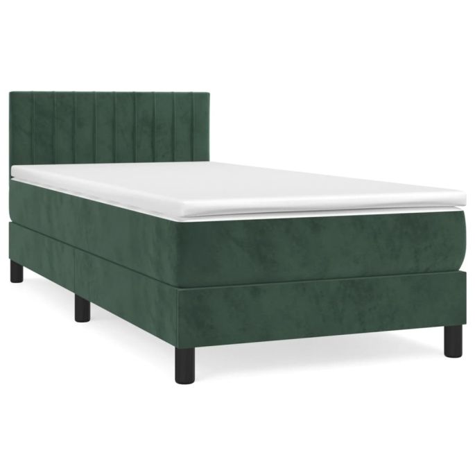 Boxspring met matras fluweel donkergroen 80x200 cm