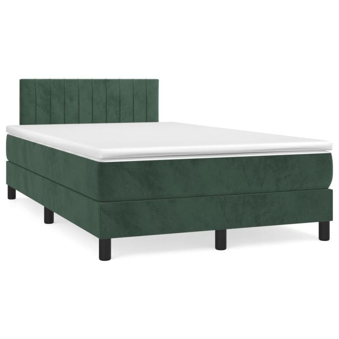 Boxspring met matras fluweel donkergroen 120x200 cm