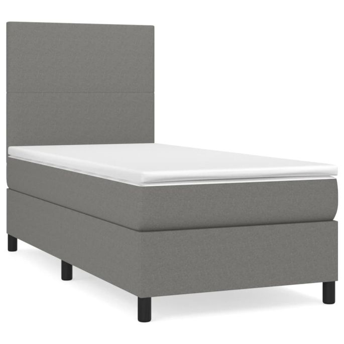 Boxspring met matras stof donkergrijs 80x200 cm
