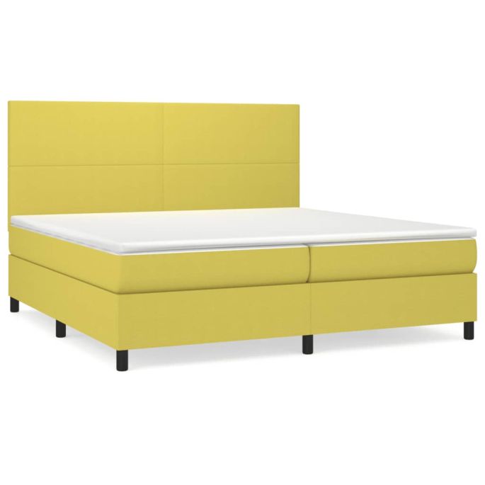 Boxspring met matras stof groen 200x200 cm