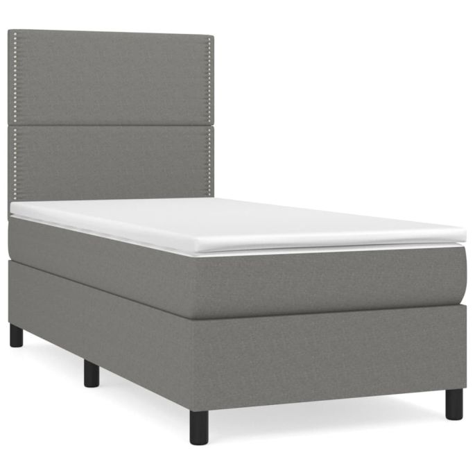 Boxspring met matras stof donkergrijs 100x200 cm