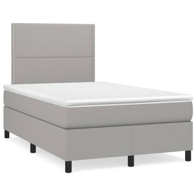 Boxspring met matras stof lichtgrijs 120x200 cm