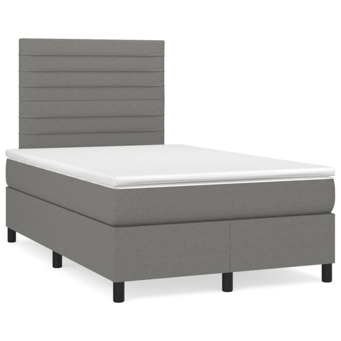 Boxspring met matras stof donkergrijs 120x200 cm
