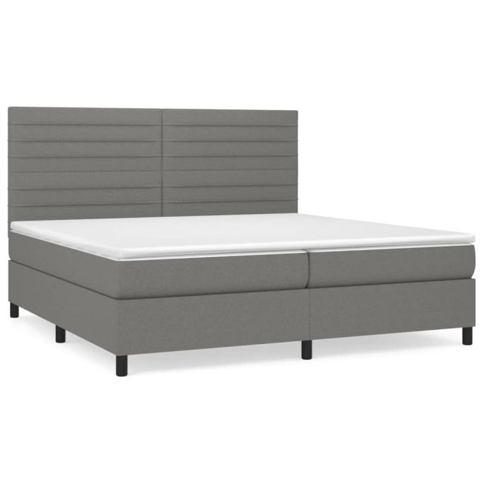 Boxspring met matras stof donkergrijs 200x200 cm