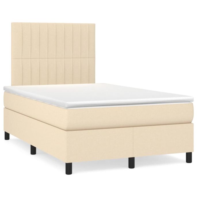 Boxspring met matras stof crèmekleurig 120x200 cm