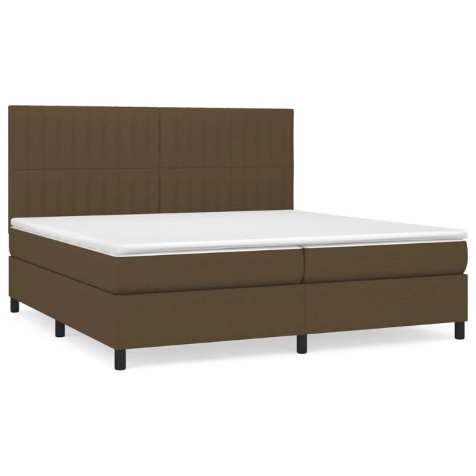 Boxspring met matras stof donkerbruin 200x200 cm