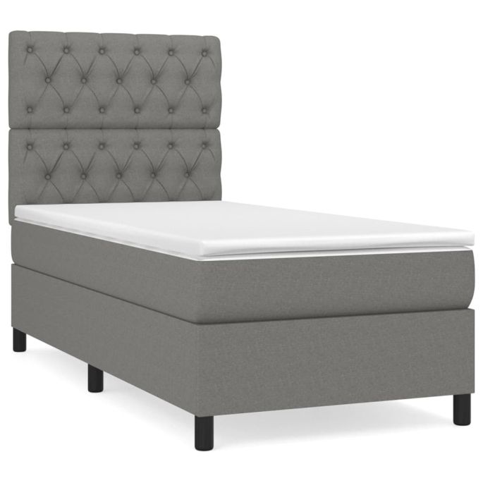 Boxspring met matras stof donkergrijs 80x200 cm