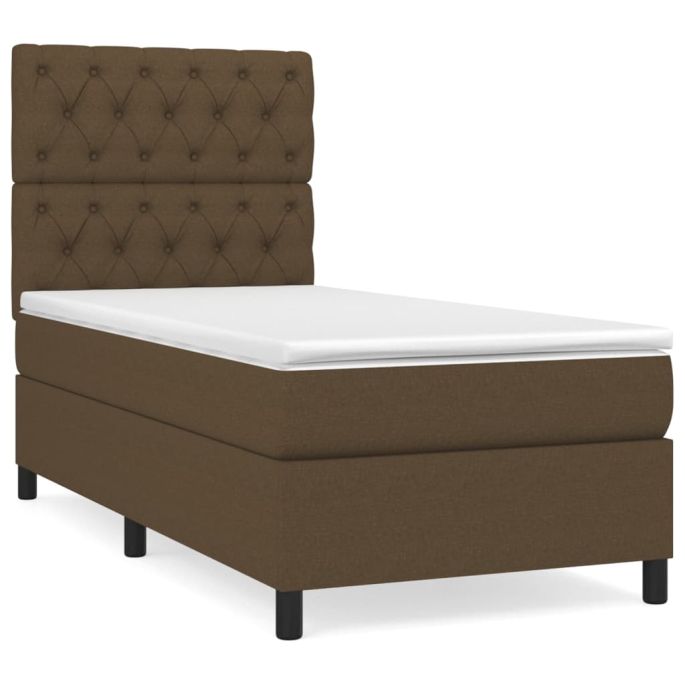 Boxspring met matras stof donkerbruin 80x200 cm