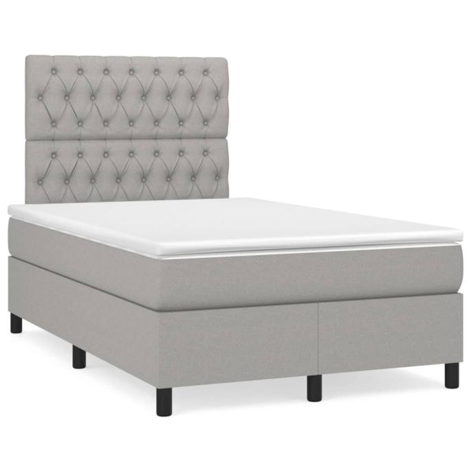 Boxspring met matras stof lichtgrijs 120x200 cm