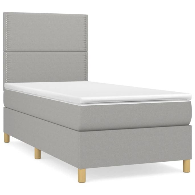 Boxspring met matras stof lichtgrijs 80x200 cm