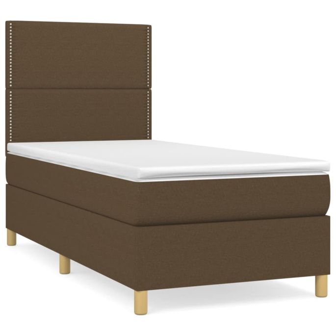 Boxspring met matras stof donkerbruin 90x200 cm