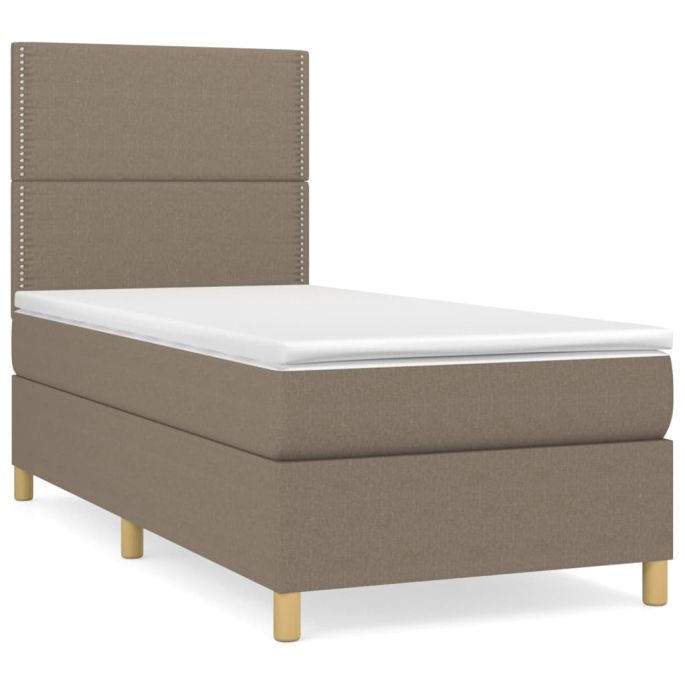 Boxspring met matras stof taupe 100x200 cm