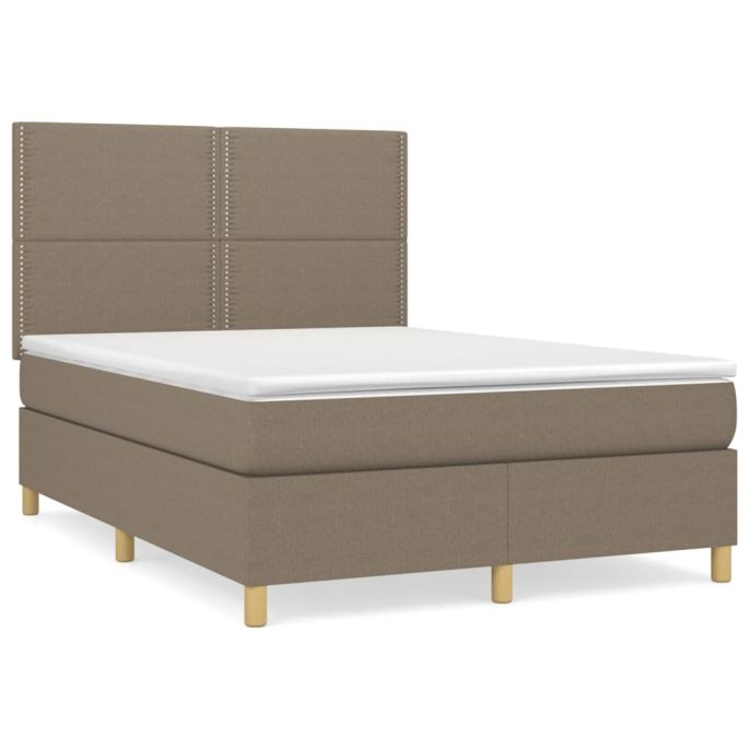 Boxspring met matras stof taupe 140x200 cm