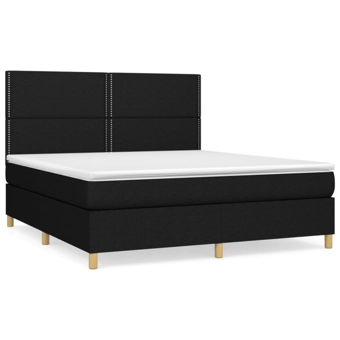 Boxspring met matras stof zwart 180x200 cm