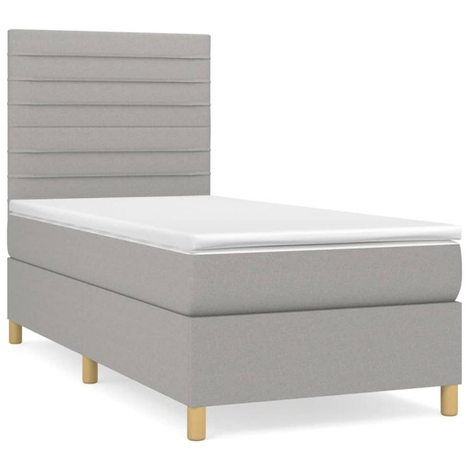 Boxspring met matras stof lichtgrijs 100x200 cm