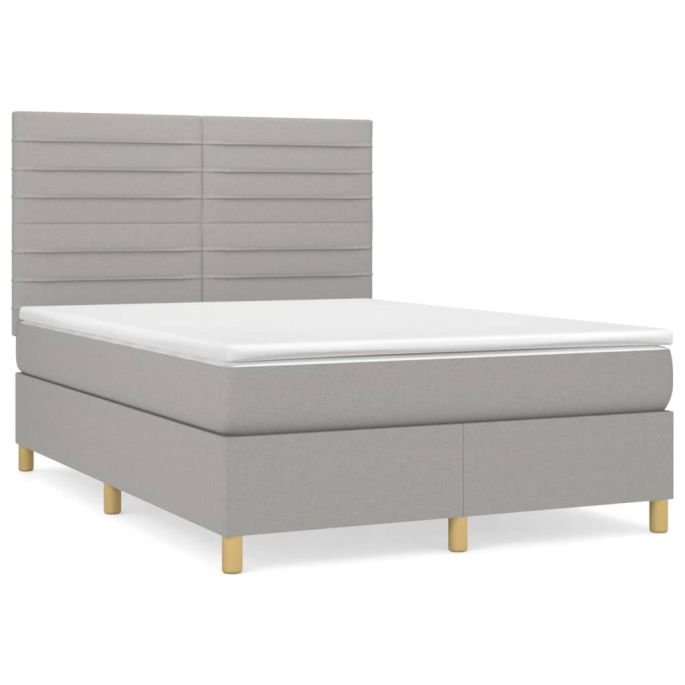 Boxspring met matras stof lichtgrijs 140x200 cm